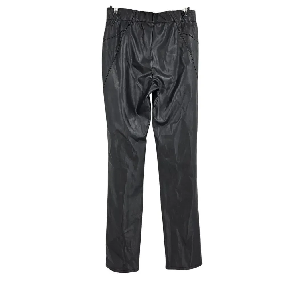 Anthrpologie Pilcro Glasgow Faux Leather Skinny Pants Black Pull On Size 27 - Picture 3 of 8